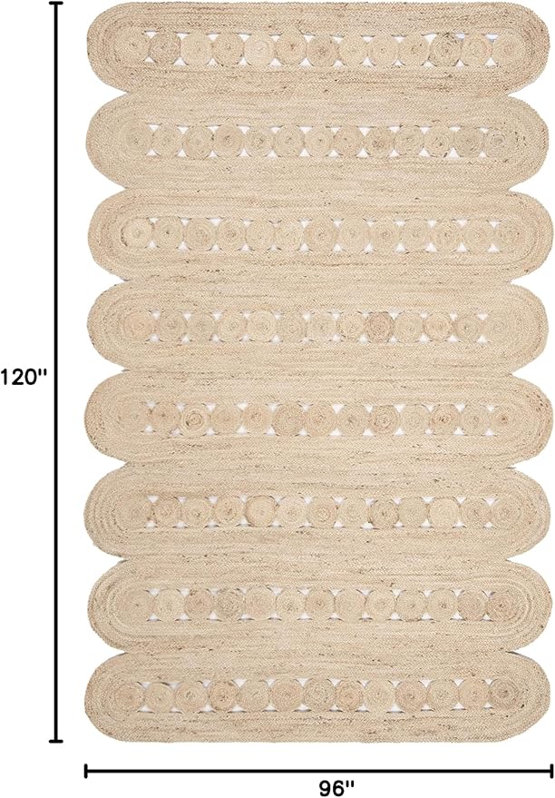 SAFAVIEH Area Rug 8x10 - Natural Fiber Collection - Large - Ivory, Handmade Braided Woven Jute, Farmhouse Style, Ideal for Living Room, Bedroom, Dining Space (NF365A)