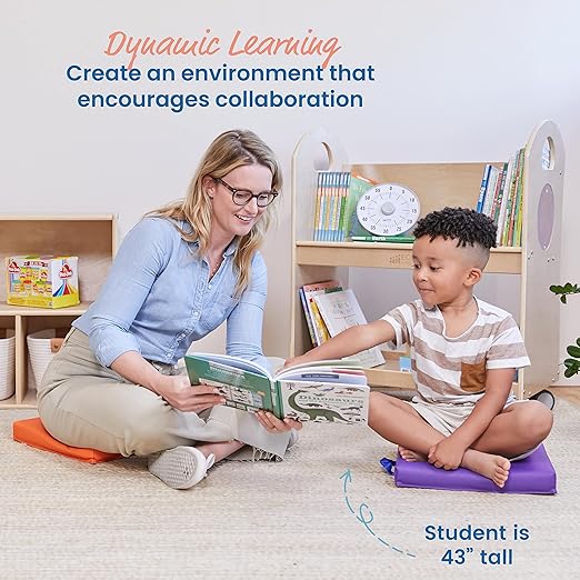 ECR4Kids SoftZone Floor Cushions, Square, Flexible Seating, Assorted, 6-Piece