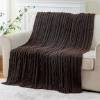 Battilo Dark Brown Throw Blanket for Couch, 51"x67" Soft Chenille Knit Throw Blanket for Home Decor, Soft Cozy Blanket, Decorative Chocolate Brown Blanket for Bed, Living Room