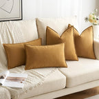 MIULEE Pack of 2 Mustard Yellow Decorative Lumbar Pillow Covers 12x20 Inch Soft Chenille Luxurious Couch Throw Pillows Farmhouse Cushion Covers Elegant Design for Sofa Bed Living Room Spring Decor