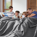 VHC Brands 100% Cotton Waffle Weave Dark Gray Oversized King Size Blanket 120x120, Decorative Cotton Throw Blanket, Boho Farmhouse Bedroom Decor for Bed, Couch, or Sofa