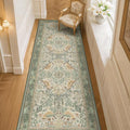 2'6"x8' Long Hallway Runner Rug - Vintage Botanical Wide Runners for Kitchen Bedroom Hall Way, Washable Non Slip with Rubber Backing, Light Green Sage Floral Décor