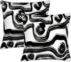 Abstract Black and White Brush Stroke Throw Pillow Covers 18x18 Set of 2, Modern Geometric Art Cushion Cases, Minimalist Boho Decorative Pillowcases for Farmhouse Sofa Couch Living Room Bedroom Decor