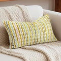 Boho Decorative Throw Pillow Covers 12x20 Inch, Chenille Tufted Pillow Cover Striped Textured Lumbar Farmhouse Accent Pillowcase for Couch Sofa Bedroom Living Room, Yellow White Stripe 1 Pack