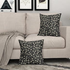 Vintage Flower Pillow Covers 18x18 Set of 2 Rustic Cute Small Floral Black Brown Old Style Decorative Throw Pillows Outdoor PillowCase Farmhouse Linen Cushion Case Decor for Home Sofa Couch Bed