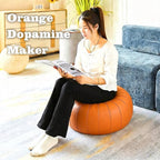 Leather Pouf - 20”Dx12”H, Wash-Free Tech Fabric Pouf Unstuffed Ottoman Moroccan Footstool, Floor Footrest Cushion, Storage Solution, Natural Orange Color Unstuffed Faux Leather Cover (Orange)