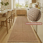Boho 2x8 ft Runners for Hallway,Braided Style Long Kitchen Runner Rugs,Soft Faux Jute Rug,Neutral Entryway Runners,Washable Solid Carpet for Bedroom,Hallway Living Room,Non Slip,Tan Brown