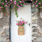 Water Hyacinth Woven Hanging Basket,Wall Hanging Flower Basket,Boho Coastal Woven Front Door Decorate,for Home,Pantry, Farmhouse Decorative Organizer for Entryway Easter, Mother's Day flower basket