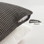 Topfinel Neutral Grey Throw Pillows Covers for Couch Living Room,Boho Corduroy Striped Grey Cushion Covers Holiday 4 Packs, Nordic Cushion Case-Vintage Fluffy Large Bedroom Shams 18x18 Inch Set of 4