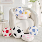 Soccer Pillow,12" Soccer Shaped Pillow Floor Cushion Seating Cushion with Faux Rabbit Fur,Round Soccer Throw Pillow Room Décor for Sofa Couch Living Room (Yellow)