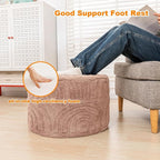 Asuprui Plush Fabric Ottoman Footrest – 20"x14" Soft Foam Pouf with Removable Cover Perfect for Living Room, Bedroom & Dorm(Light Coffee)