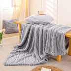 YUSOKI Sherpa Large Throw Blanket Single Layer,Light Weight(1.7lb),370GMS-3D Stylish Design for Gift Home Decor (Light Grey,50"x65")