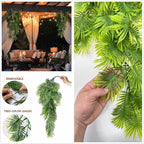 CATTREE Artificial Hanging Plants Fake Boston Vines Ferns Ivy Plant, Faux Vine Greenery Leaves Rattan for Outdoor UV Resistant for Wall Indoor Hanging Baskets Wedding Party DIY Garland Décor - 4 Pack