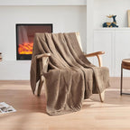 CozeCube Check Knit Throw Blanket, Light Brown Checkered Throw for Couch, Decorative Christmas Soft Cozy Warm Knitted Blanket for Bed Sofa Living Room, 50"X60"