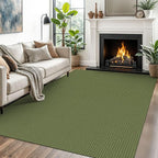 EARTHALL Woven Area Rugs 5x7 Ft Washable Living Room Rugs Non Slip Rubber Backed Dining Room Rug Braided Bedroom Rugs Indoor Floor Carpet for Living Room, Bedroom, Dining Room, Green