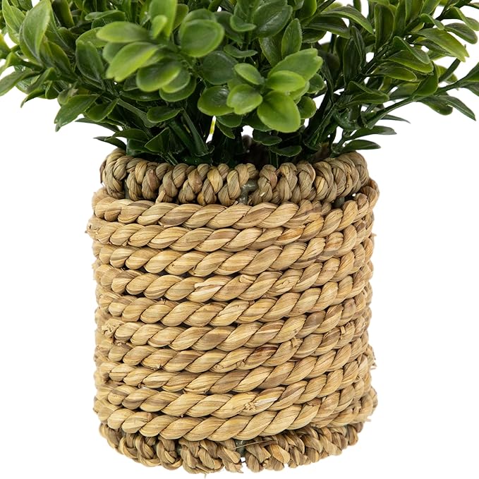 Northlight Milan Leaf Artificial Mini Bush in Rattan Basket - 7"