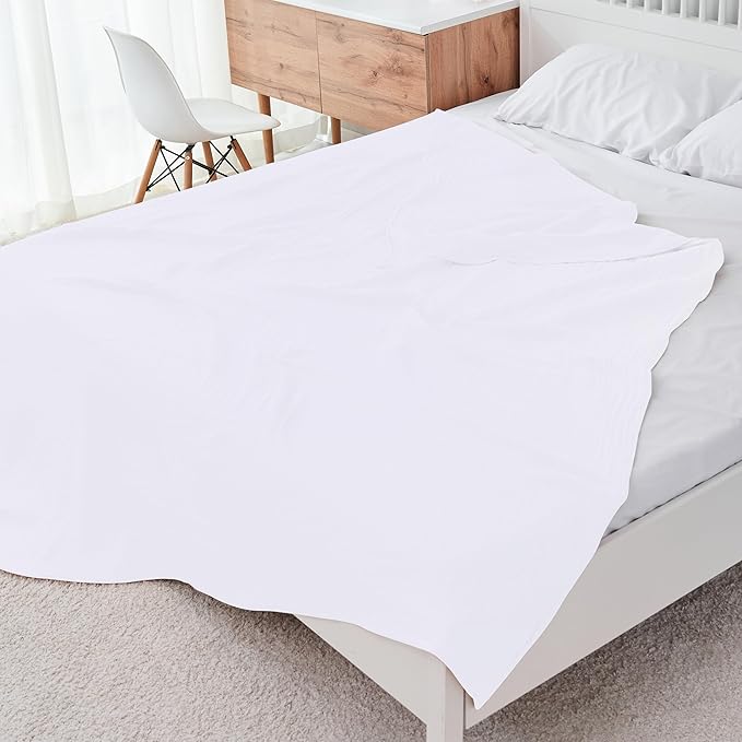 Cosy Family 100% Cotton Muslin Bed Blanket - Breathable & Lightweight, 4 Layer, White, 80x90 Inches