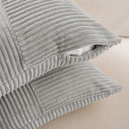 Fancy Homi 2 Packs Neutral Grey Lumbar Decorative Throw Pillow Covers 16x26 Inch for Living Room Couch Sofa, Farmhouse Boho Home Decor, Soft Striped Corduroy Rectangle Accent Terracotta Cushion Case