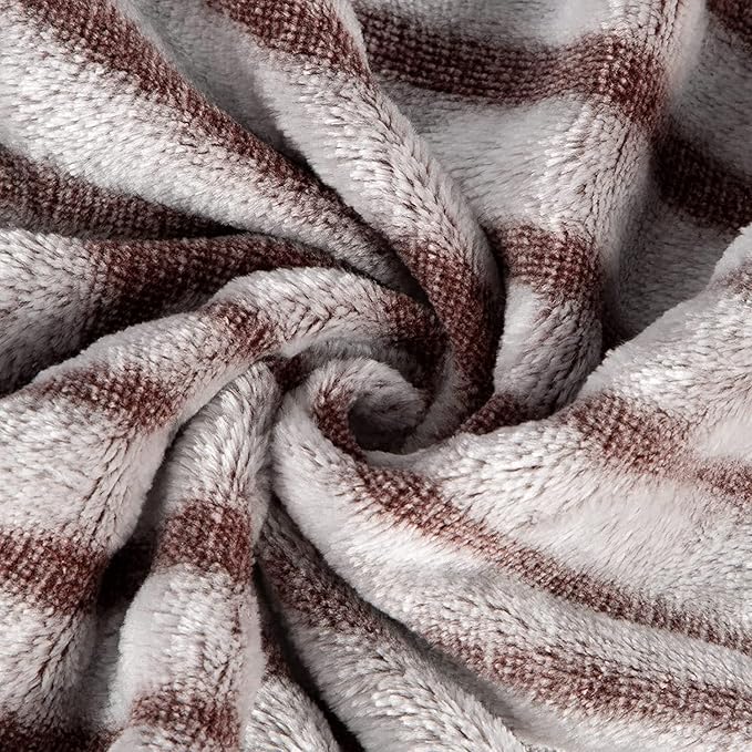 MACEVIA Flannel Fleece Throw Blanket, Zebra Print for Women, Brown and Grey Throw, Soft Animal Print Blankets Cozy for Bed Sofa Couch 260GSM, Suitable for All Seasons (Brown Zebra,50x60inches)
