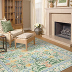 Lahome Sylvie Boho Light Green Large Area Rugs for Bedroom 9x12, Floral Washable Rugs Living Room, Soft Non-Slip Thin Rug for Nursery Kids Playroom Tween Girls Home, Tea Green