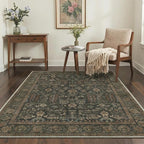 GENIMO Runner Rug 2x6 Non Slip Machine Washable Vintage Hallway Runner Rug, Low Pile Lightweight Rugs for Entryway, Hallway, Kitchen and Corridor, Forest Green
