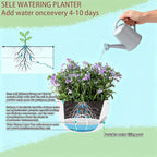 Set of 4-8 Inch Self Watering Hanging Planters for Indoor Outdoor，Hanging Plant Pots with Drainage & Removable Tray, Hanging Pots Holder for Ivy, Pothos, Ferns, Balcony & Patio, White