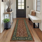 GarveeHome Kitchen Runner Rug 2.5x8 Runner Rug Non Slip Washable Runners for Hallways, Boho Vintage Rugs with Rubber Backing Soft Low-Pile Indoor Long Carpet for Entryway Bedroom, Red