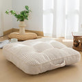 HIGOGOGO Floor Pillow Cushion for Adults, Meditation Cushion Pillow, Large Square Floor Sitting, Tufted Corduroy Cover, for Tatami Living Room or Yoga, 22x22 Inch, Beige