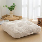 HIGOGOGO Floor Pillow Cushion for Adults, Meditation Cushion Pillow, Large Square Floor Sitting, Tufted Corduroy Cover, for Tatami Living Room or Yoga, 22x22 Inch, Beige
