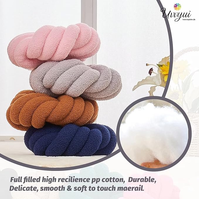Uvvyui Knot Pillows, 14 Inch Decorative Throw Pillows Round Pillows Cushion, Soft Handmade Knotted Ball Pillow Plush Cushion Home Decor for Bed Couch Living Room (Light Gray, 14 Inch)