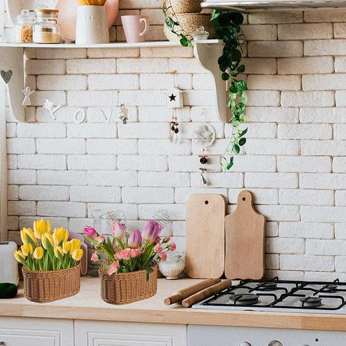 2 Pcs Hanging Storage Baskets, Potato Garlic Onion Pantry Storage Baskets, Wall Decorative Storage Basket, Washable Decorative Basket Woven Wall Basket Kitchen Bin for Kitchen, Living Room