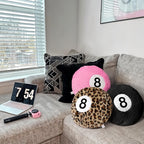 Dripykiaa Cheetah 8 Ball Throw Pillow, 14" Leopard Print 8 Ball Pillow Round Plush Decorative Cushion, Soft Trendy Throw Pillow for Bedroom & Living Room, Modern Aesthetic Home Decor for Women & Teens