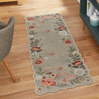 Lahome Floral Entryway Rug, 2x4 Washable Fall Kitchen Rug Ultra-Thin, Soft Non-Slip Door Mat Indoor Entrance Stain Resistant Boho Small Throw Carpet for Bathroom Bedroom Flore, Brown