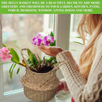 Qunclay 4 Pcs Woven Seagrass Baskets Belly Basket Folding Boho Natural Plant Pot with Handles Round Decorative Wicker Large Indoor Planter for Home Outdoor Tree Planters Decor (XXS,6.3''dx5.5''h)