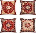 Jartinle Persian Medallion Throw Pillow Covers 18x18 Set of 4 Retro Boho Floral Ethnic Pillow Covers for Outdoor Sofa Couch Hippie Home Decor