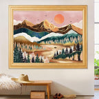 Zussun Mountain Tapestry Nature Forest Tree Tapestries for Bedroom Aesthetic Sunset Tapastry's Wall Hanging Orange and Green Landscape Wall Tapestry for Living Room Dorm (Orange, 80'' × 60'')