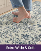 DEXI Kitchen Mats for Floor Cushioned, 23x59 Extra Large Wide Runner Rug Non Slip, Waterproof Soft Comfort Standing Padded Anti Fatigue Decorative, Blue White
