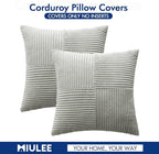 MIULEE Silver Grey Decorative Throw Pillow Covers 18x18 Inch for Couch Bed Sofa Pack of 2 Boho Farmhouse Throw Pillows Soft Cross Corduroy Patchwork Textured Cushion Cases