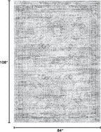 7x9 Area Rug for Living Room Washable Abstract Vintage Soft Thin Indoor Floor Non-Slip Carpet for Bedroom Dining Room Grey