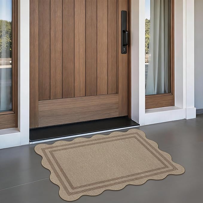 Easy Jute Outdoor Mats for Front Door, 2x3 Small Washable Kitchen Rugs, Farmhouse Brown Throw Rug Non Slip Indoor Outdoor Carpet for Entryway Porch Foyer