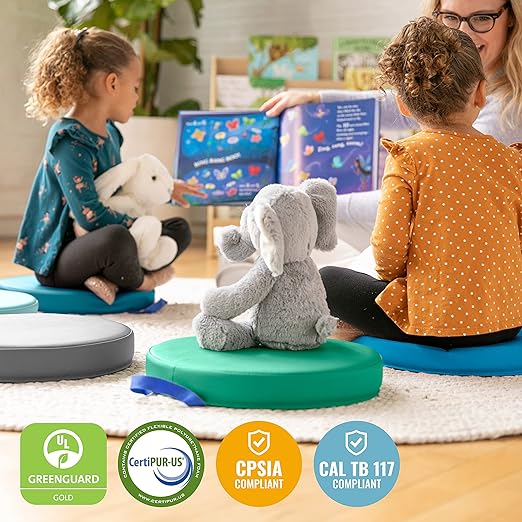 ECR4Kids SoftZone Floor Cushions, Round, Flexible Seating, Contemporary, 6-Piece