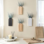 DREAMLOOM 2 Pack Wooden Wall Vases with Eucalyptus Artificial Plants, Wall Hanging Planters Boho Modern Farmhouse Indoor for Narrow Spaces Entryway Bathroom Home Office Decoration, White