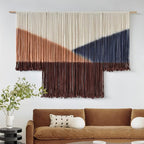 Jakalin Macrame Wall Hanging Geometric Boho Tapestry Dip Dyed With Modern Shapes, 57" W x 39" L Macrame Wall Art for Living Room or Bedroom Decor