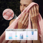 Bedsure 100% Cotton Muslin Throw Blanket Twin XL for Bed - 4-Layer Breathable and Lightweight Thin Soft Summer Gauze Muslin Blankets for Adults, Pink, 66x90 Inches
