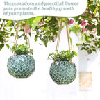 Ceramic Hanging Planter Mosaic Hanging Flower Pot Small Plant Pot for Indoor Plant Disco Ball Planter with Drainage