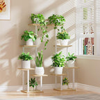 LATIBELL Plant Stand Indoor with Grow Light - 2 Pack Metal Plant Shelf for Indoor Plants Multiple, 5 Tiered Corner Plant Stand Shelves, Plant Rack Display Flower Holder for Living Room Patio (White)