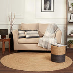 · REDEARTH · Round Area Rug - Hand Woven Braided 100% Natural Jute - Artisan Made Reversible Boho Jute Rugs for Bedroom - Kitchen - Living Room - Farmhouse - Aesthetic Home Decor (8' Feet - Natural)