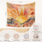 WARDOS Boho Sun Tapestry, Boho Tapestry Wall Hanging, Abstract Mid Century Modern Sunshine Sunset Sunrise Wildflower Mountain Landscape Wall Blanket Decor for Home Living Room Bedroom, 50x60 Inch