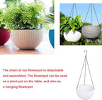 Hanging Basket Plastic Flower Pot Round Resin Garden Hanging Planter for Indoor Outdoor Plants 2 Pack White