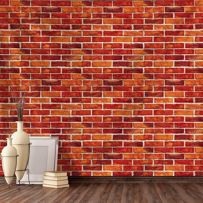 Large Brick Wall Backdrop Tapestry for Christmas, Faux Brick Backdrop Wall Covering Removable Red Tablecloth, Medieval Castle Stone Photo Scene Setter for Winter Curtains Door Decor (98" X 118")
